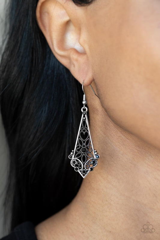 Casablanca Charisma Heart and Flower Filigree Elongated Earrings
