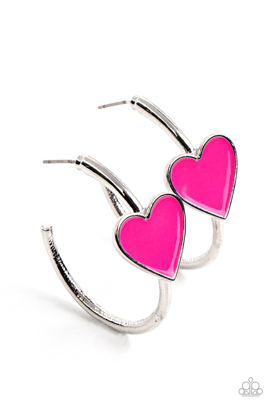 Kiss Up - Pink Heart Hoops