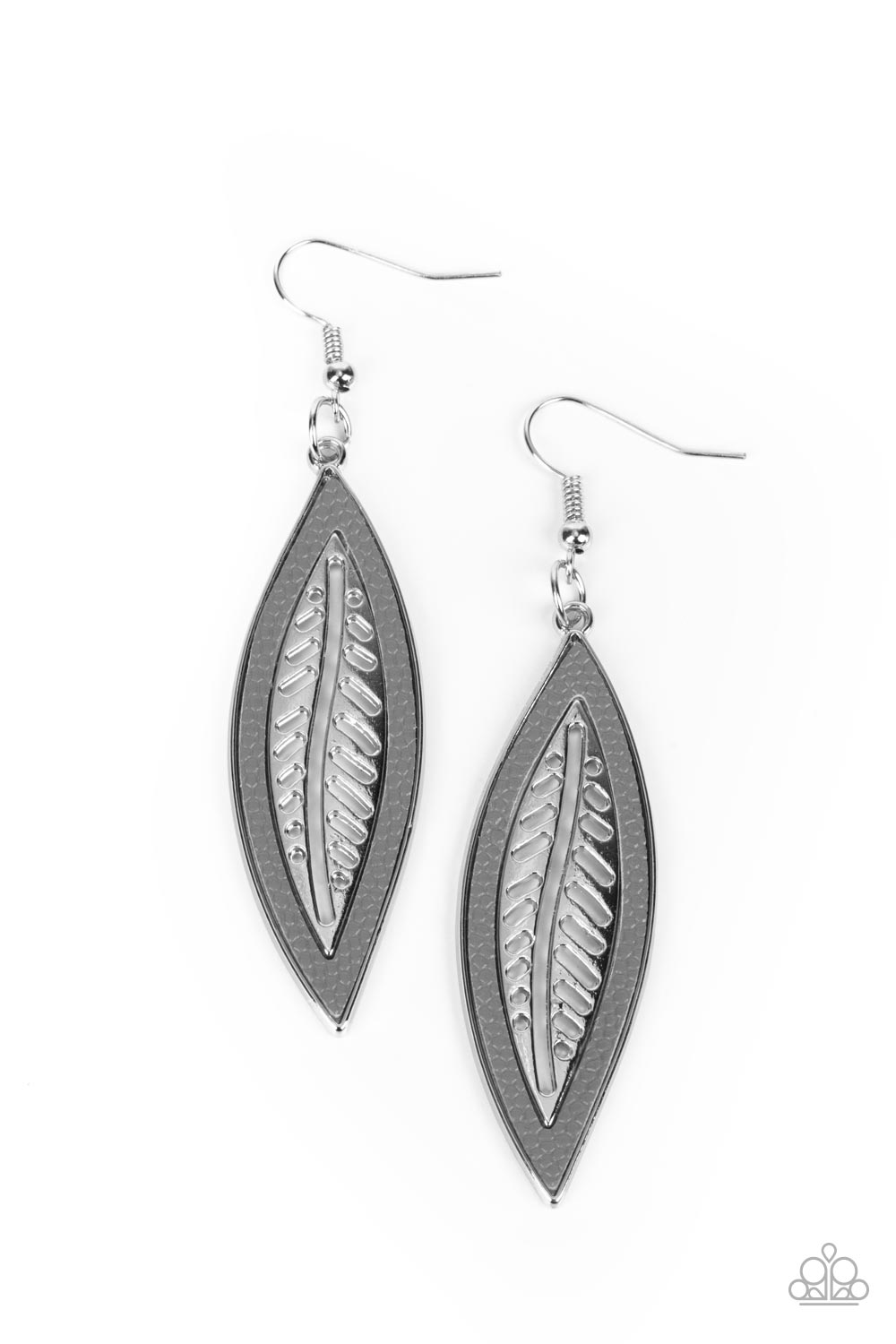 Leather Lagoon - Leather Trim Leaf Earring