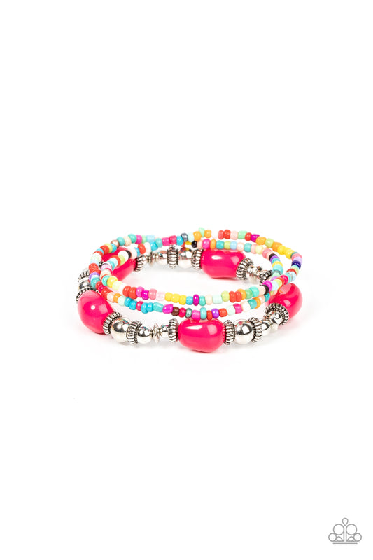 Confidently Crafty - Multi Colored Beaded Stretch Bracelet