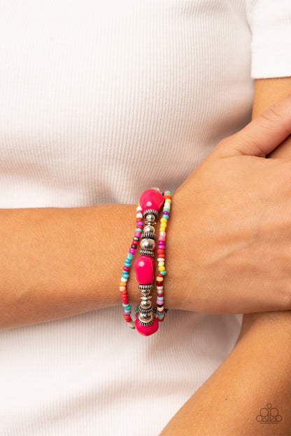 Confidently Crafty - Multi Colored Beaded Stretch Bracelet
