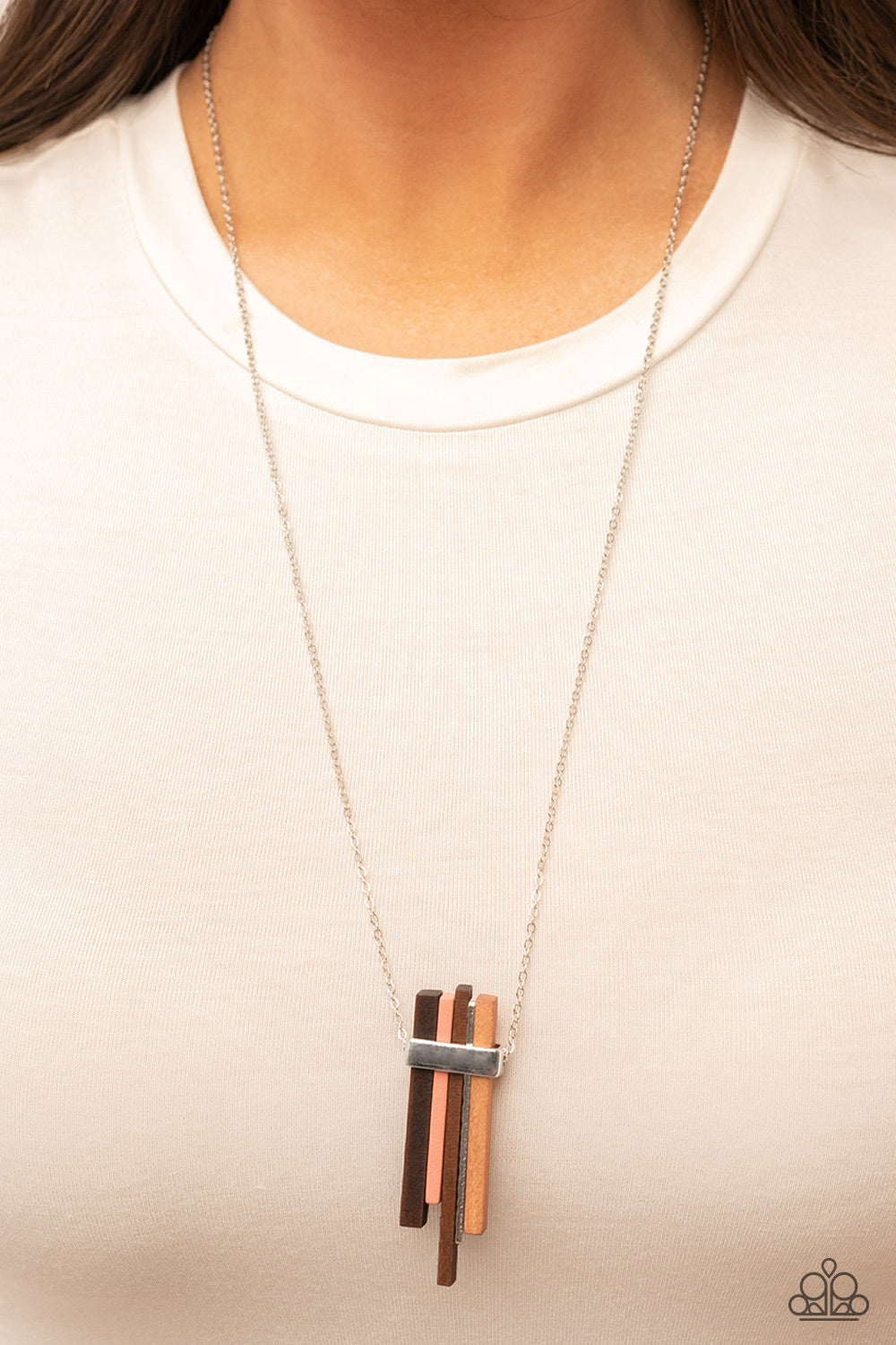 Cayman Castaway - Multi-Colored Wood Pendant Necklace