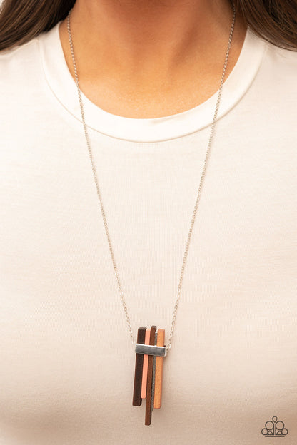Cayman Castaway - Multi-Colored Wood Pendant Necklace