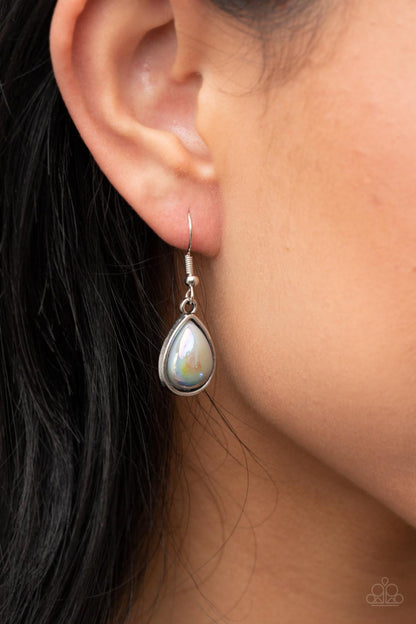Magical Masquerade - Silver Iridescent Teardrop Necklace