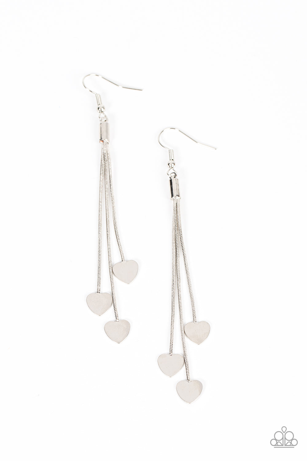 Higher Love - Silver Tassel Heart Earrings