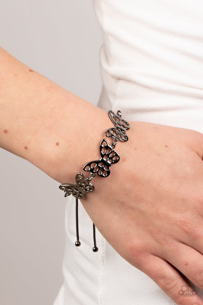 Put a WING on It - Gunmetal Butterfly Lariot Bracelet