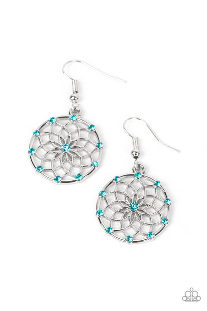 Springtime Salutations - Blue Dream Catcher Style Blue Earrings