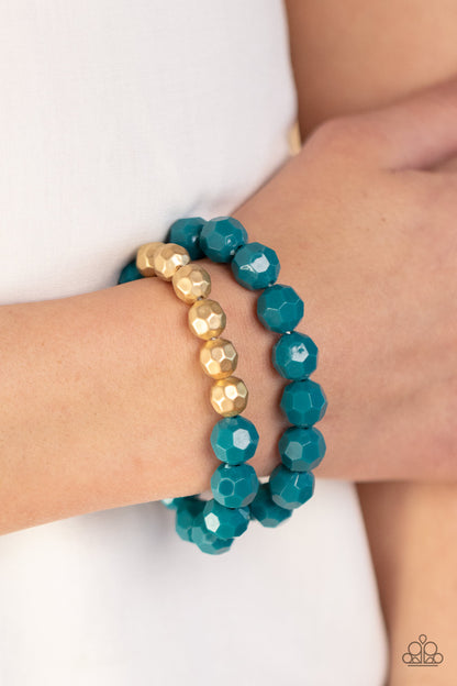 Greco Getaway & Grecian Glamour - Blue Beaded Necklace with matching bracelet