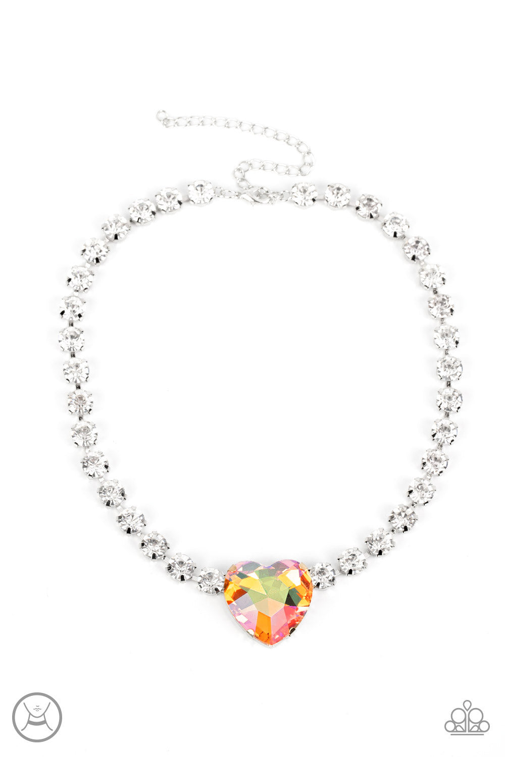 Heart in My Throat - Orange Heart-Shaped Gem Choker Necklace