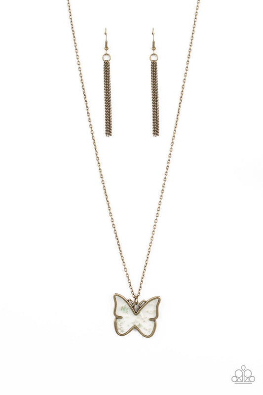 Gives Me Butterflies - Brass Frosted Butterfly Necklace