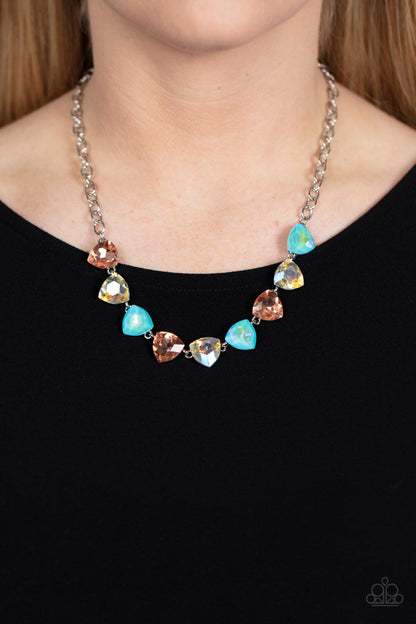 Dreamy Drama - Multi Colored Trilliant-cit Rhinestone Necklace
