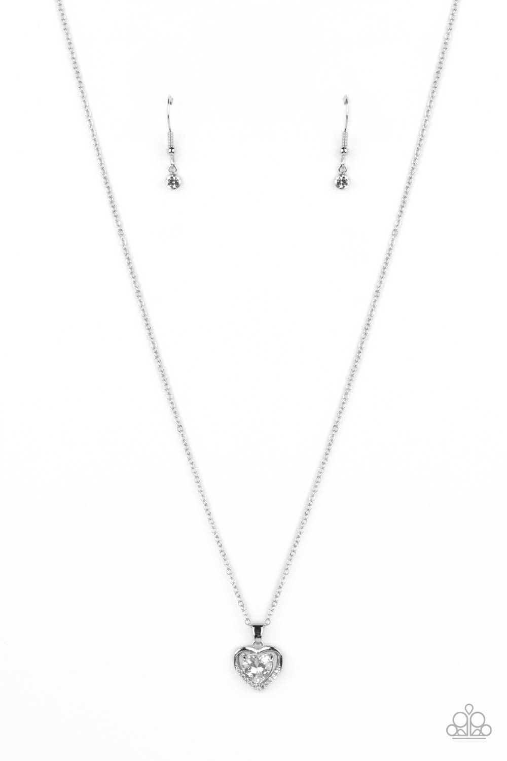 Effulgently Engaged - White Heart Pendant Necklace