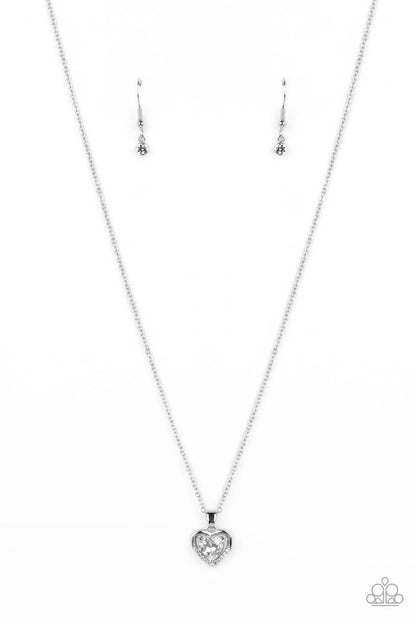Effulgently Engaged - White Heart Pendant Necklace