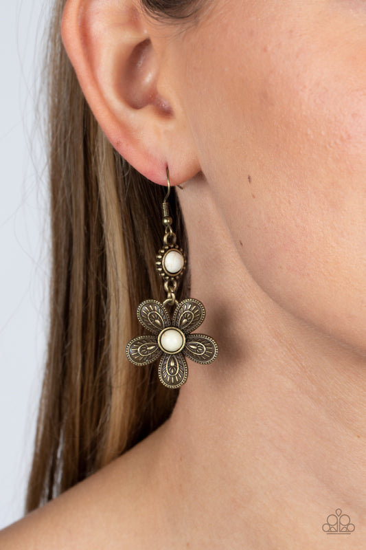 Free-Spirited Flourish - Brass Flower Earrings
