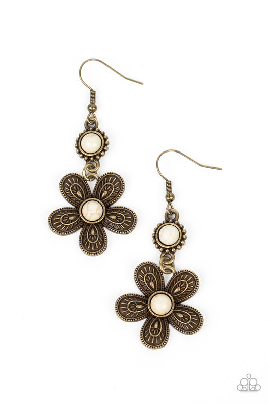 Free-Spirited Flourish - Brass Flower Earrings