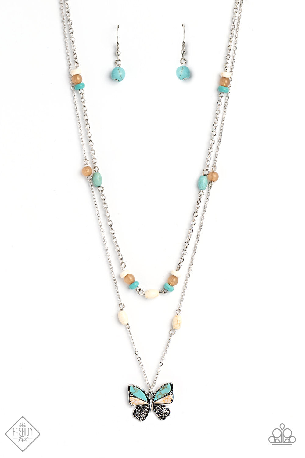 Free-Spirited Flutter - Blue Stone Butterfly Necklace
