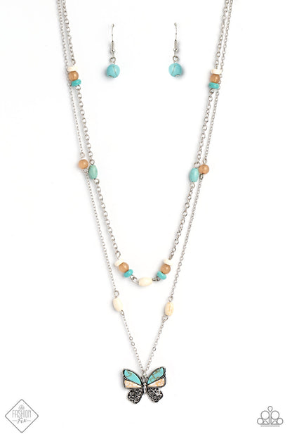 Free-Spirited Flutter - Blue Stone Butterfly Necklace
