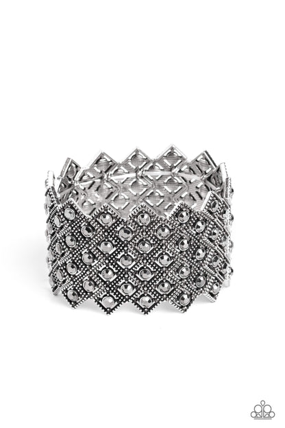 DECO in the Rough - Silver Hematite Stretch Bracelet