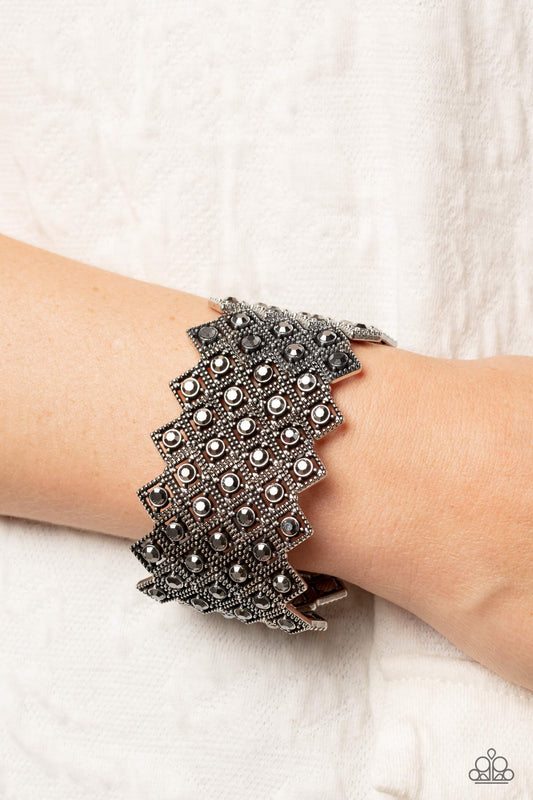 DECO in the Rough - Silver Hematite Stretch Bracelet