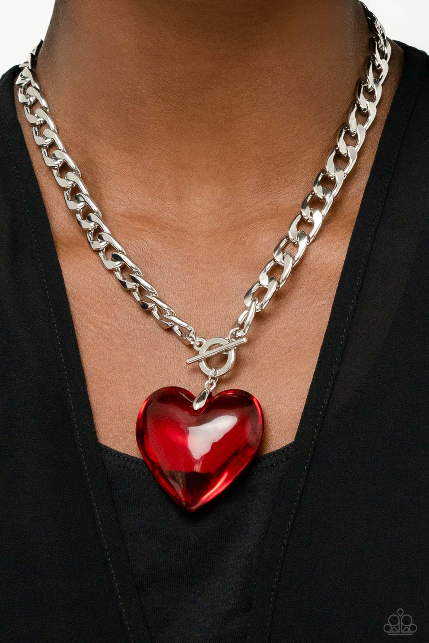 GLASSY-Hero - Oversized Red Hear Gem Necklace