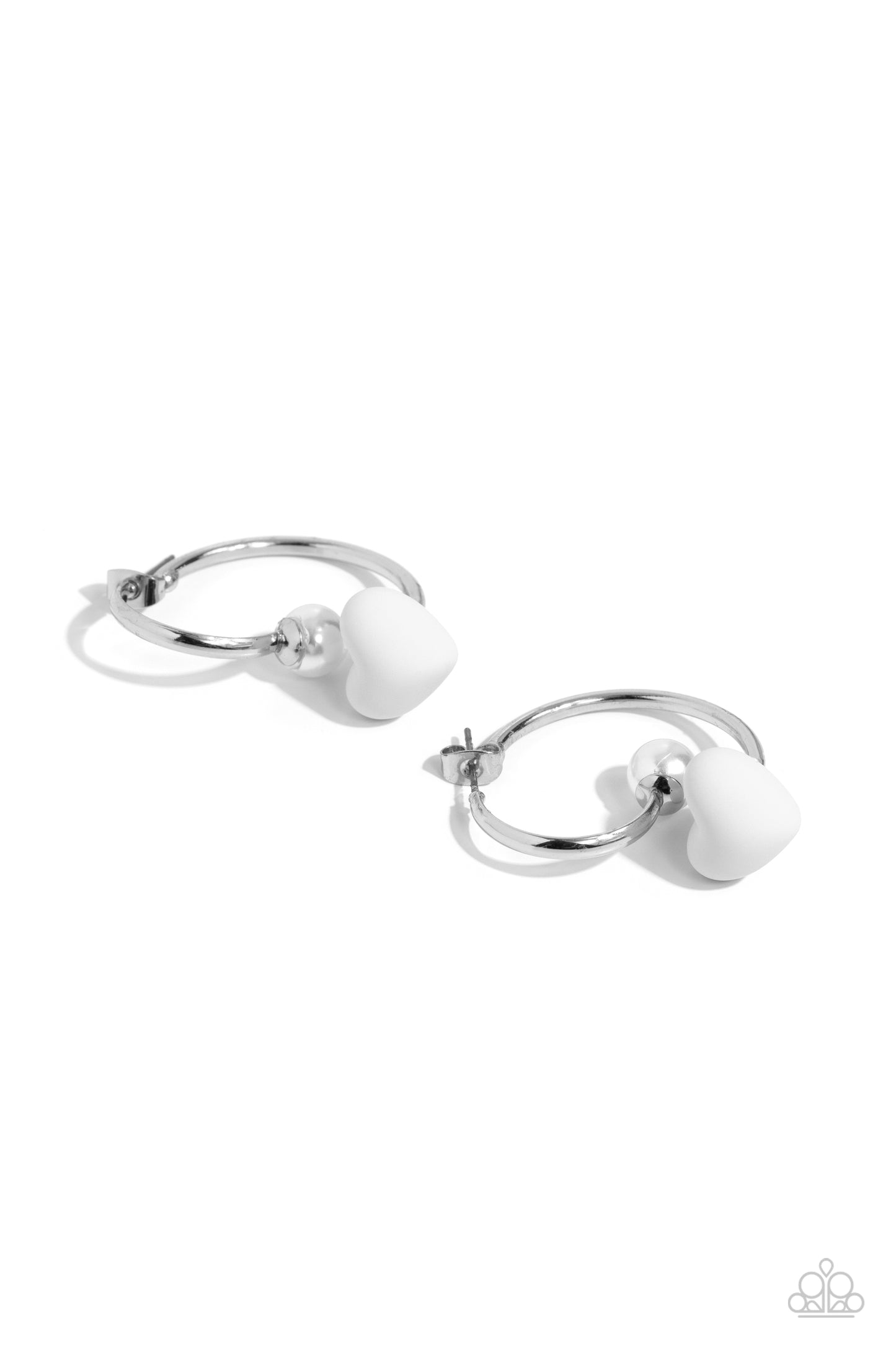 Romantic Representative - White Heart Jacket Earrings