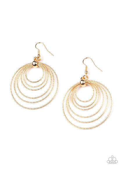 Elliptical Elegance Gold Earring