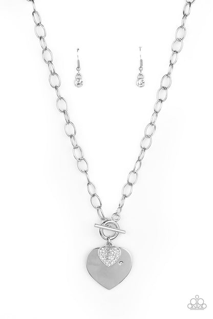 Heart-Stopping Sparkle Necklace With Matching Heartbeat Bedazzle Bracelet - Jewelry Set