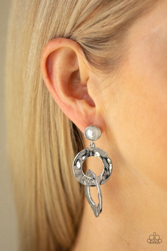 On Scene White Post Earrings