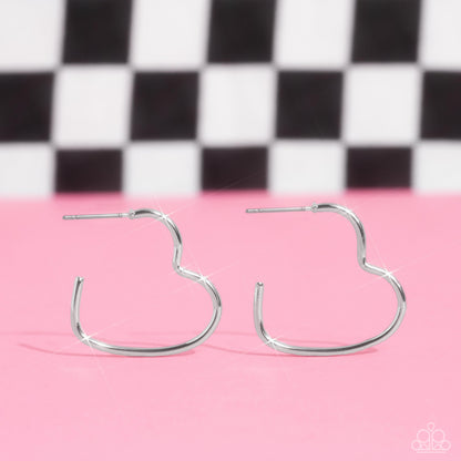 Burnished Beau - Silver Heart Post-back Earrings